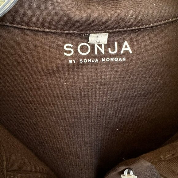 Sonja Morgan Black Collared Long Sleeve Mini Dress Beaded Trim, Size Large NWT - Picture 12 of 15